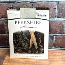 Vtg Berkshire "Shimmers" Ultra Sheer Control Top Platinum White Sz 1 5'0"-5'5"