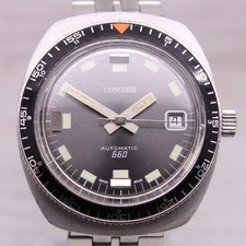 Vintage Concord 660 Mens 37mm Stainless Steel Automatic Divers Style Watch ETA