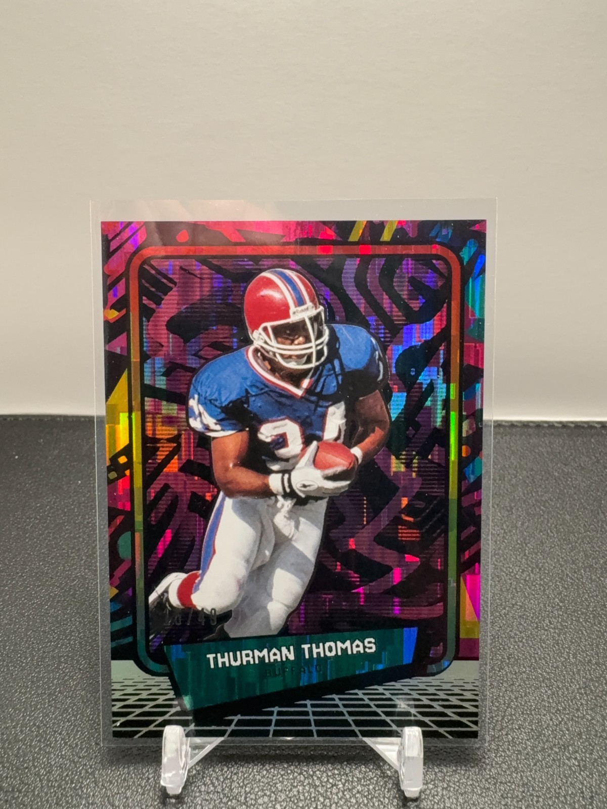 2026 Panini Decades 90s Pop Culture Thurman Thomas #33 /49 Magenta Holofoil
