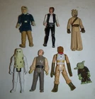 7 original vintage 3.75" Star Wars figures (incomplete & played with) Kenner