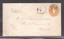 1905 India envelope 2A Victoria mark BASIA + Sea post office to Belgium