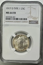 1917-D  TYPE 1 STANDING LIBERTY QUARTER   NGC  MS64 FH   NEAR GEM FULL HEAD