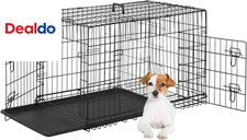 Dog Crate for Small Dogs 24 Inch Folding Metal Wirepet Cage Double Door W/Divide