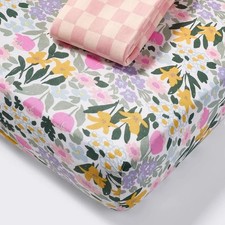 2pk Fitted Cotton Blend Jersey Crib Sheets - Painterly Floral