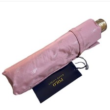 POLO Ralph Lauren Folding Umbrella Pink All-Over Logo Carbon Fiber Frame 22" Rib