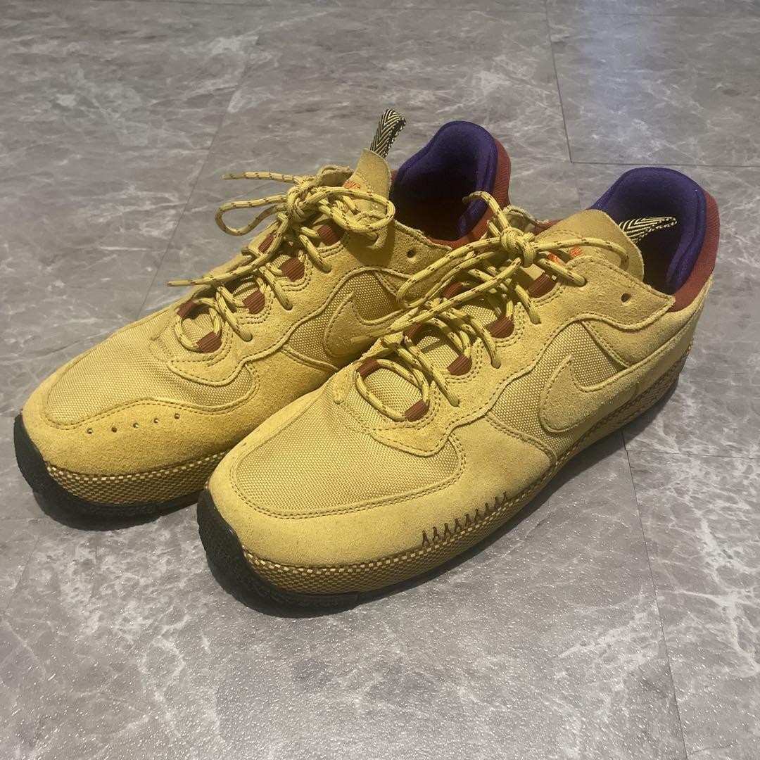 Nike Air Force 1 Low Mens Size 10.5 Yellow Purple Suede Canvas Sneakers