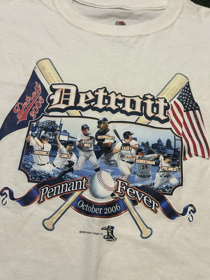 Detroit Tigers Vintage Y2K Pennant Race MLB Baseball Size XL Playoffs T Shirt - Image 4 of 4