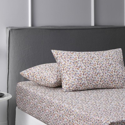 Accessorize Bedroom Collection Washed Cotton Fitted Sheet Set (Lisa Ochre) - Sin