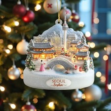 Personalized Seoul Korea City Christmas Ornament Travel Souvenir Gift