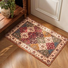 Moroccan Washable Rugs for Entryway Faux Wool 2x3 Small Area for Kitchen