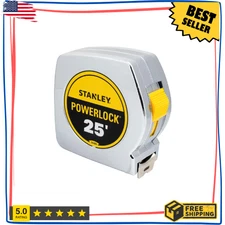 25 ft Power Lock Tape Measure Durable full blade coating Accurate inside/outside
