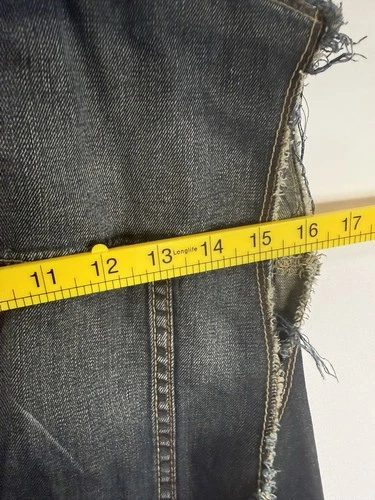 21MEN Hooded Denim Vest Mens M Distressed Y2K Grunge Skater Streetwear image 6