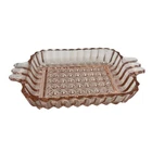 Pink Depression Jeanette Glass | Rectangular Dish With Handles Diamond Pattern