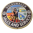 Vintage Volkswagen Sign - Sales Dealership VW Automobile Gas Pump Porcelain Sign