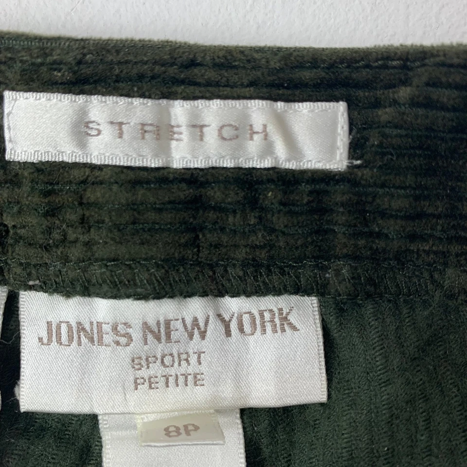 Pantalón Jones New York Pana Elástico Pierna Recta Verde Mujer 8 Pequeño Foto 4 de 4