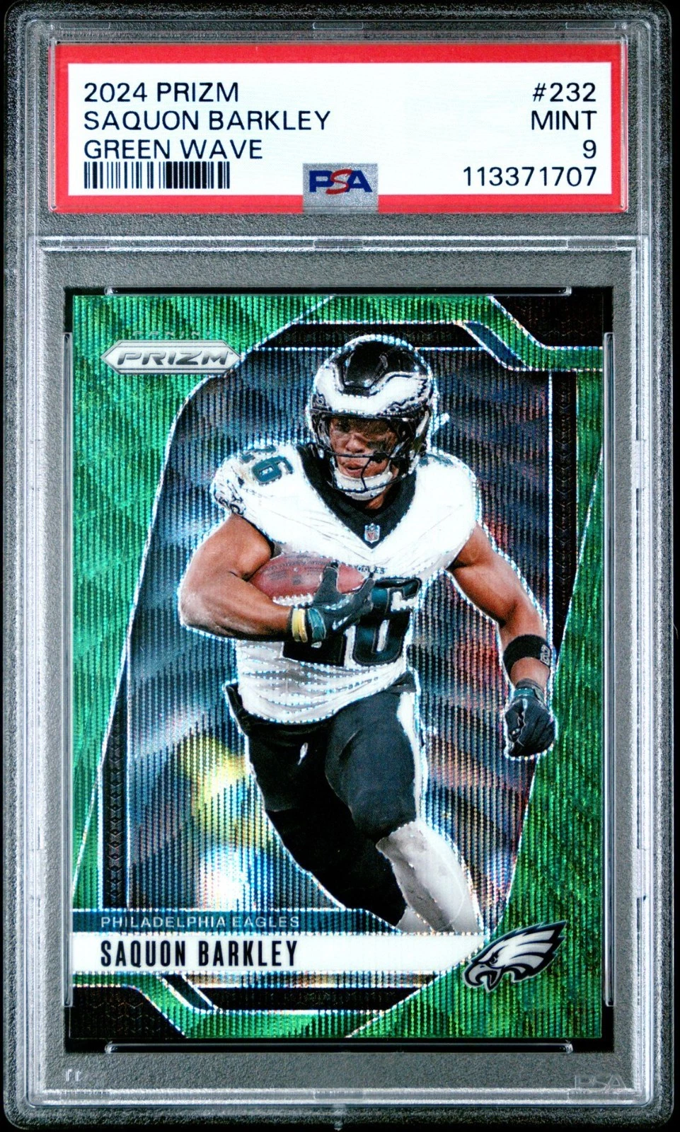 Deal for 2024 PANINI PRIZM GREEN WAVE #232 SAQUON BARKLEY PSA 9 EAGLES