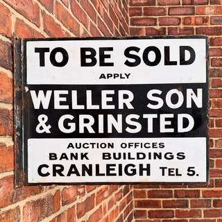 Antique Vintage Retro c1920/30s Cranleigh Estate Agents Enamel Advertising Sign