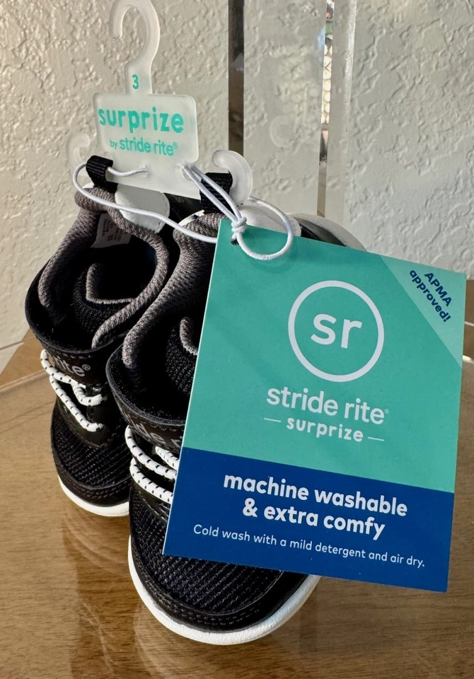 Surprize Stride Rite Zapatos Bebé Niños Zapatos Talla 3 Negro Dwayne Tenis Foto 3 de 4