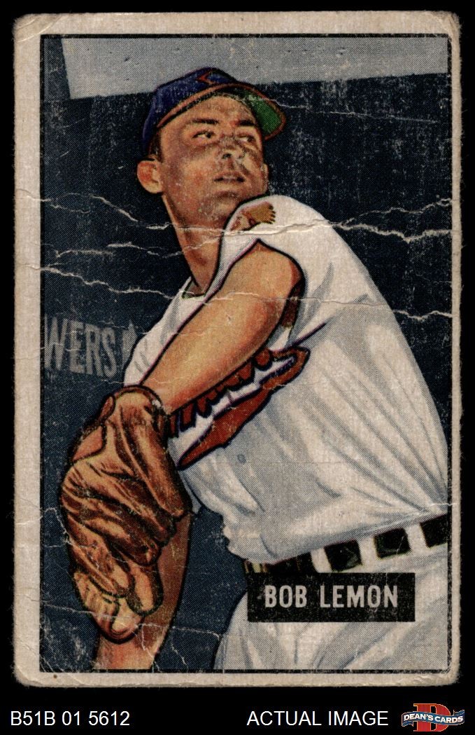 1951 Bowman #53 Bob Lemon Indians HOF AUTHENTIC