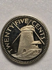 1973 Barbados 25 Cents Proof Windmill Twenty Five Cent