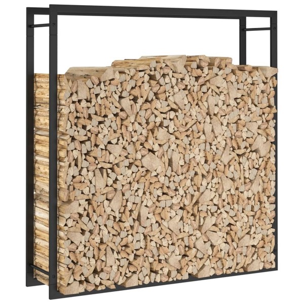 Kaminholzregal Brennholzregal Kaminholzlager Holzlager Mattschwarz 110X28X116 Cm-image