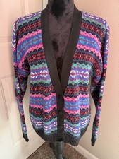 Vintage REI Fair Isle Sweater Cardigan Colorful Wool Blend Size L