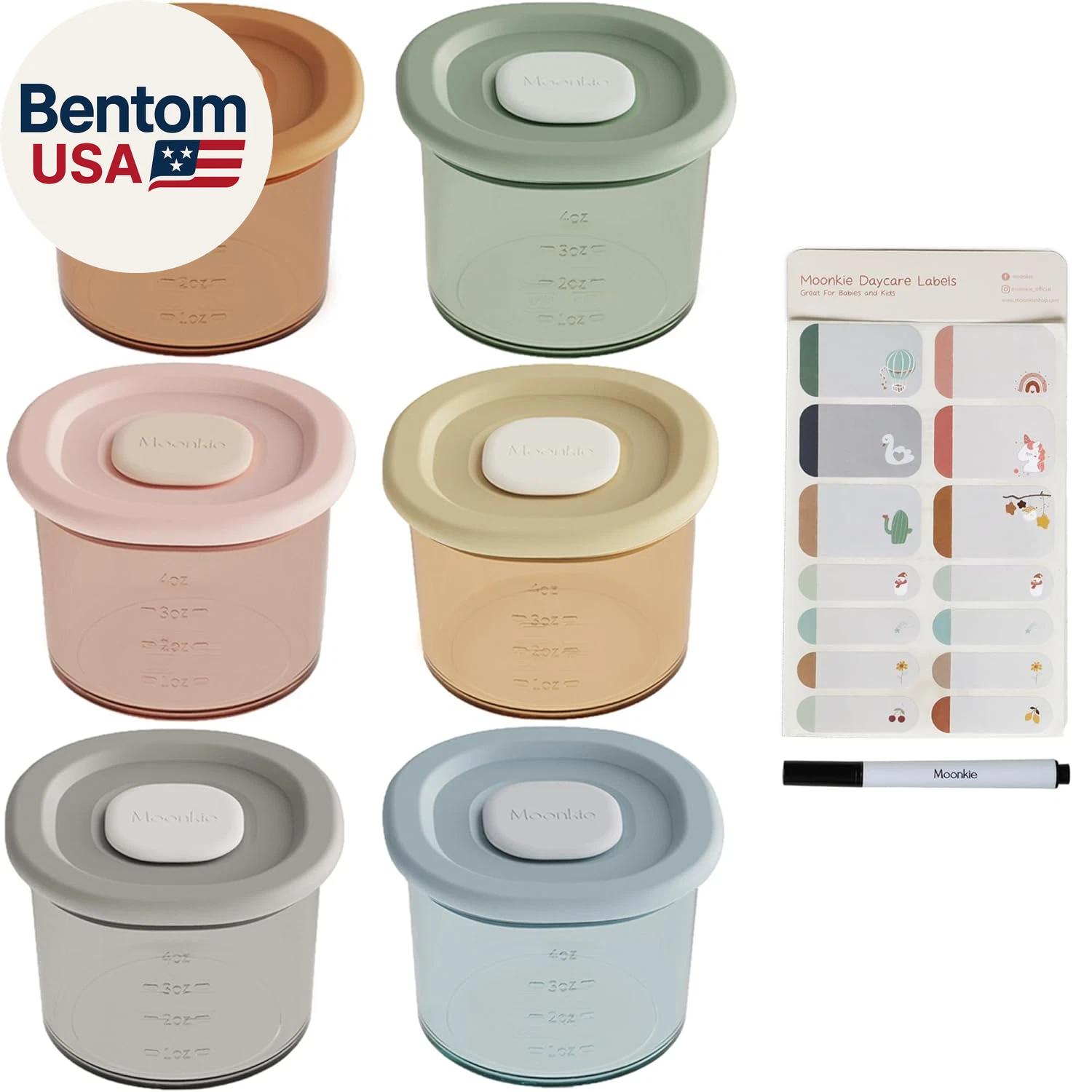 Silicone Baby Food Containers | 4 Oz Baby Food Storage Jars with Airtight Lids |