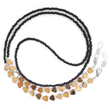Beaded Eyeglass Chain with Heart-shaped Shungite, Eye Glasses Holders Yellow