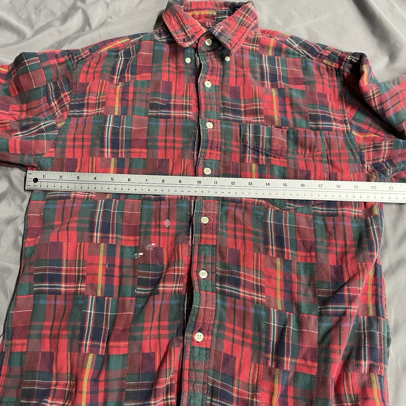 Vintage 90s GAP Patchwork Flannel Distressed Long… - image 5