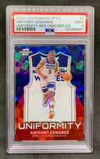 2023-24 Contenders Optic ANTHONY EDWARDS Uniformity Red Ice Prizm 175 Mint PSA 9