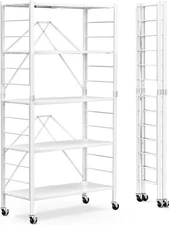 Himix 5-tier foldable storage shelf, white