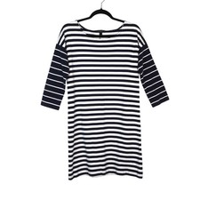 J.Crew Nautical Stripe Sleeved Shift Dress Blue White Sz XS EUC Yacht Vacation