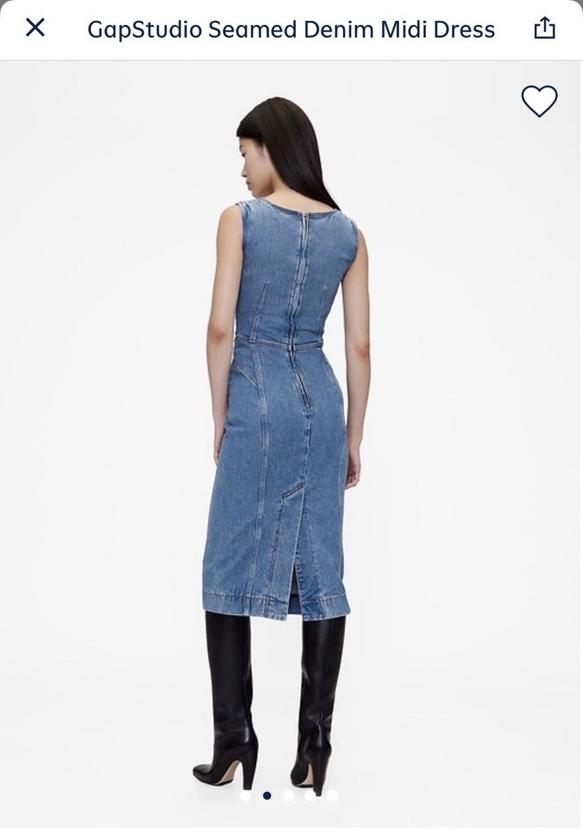 Gap Seamed Denim Midi Dress Sleeveless Square Neck Blue Zip Closure Size 4 | eBay Gap Seamed Denim Midi Dress Sleeveless Square Neck Blue Zip Closure Size 4 | eBay