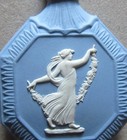 Vintage WEDGWOOD Blue Jasperware Perfume Scent Bottle with metal top & dipper — photo 5