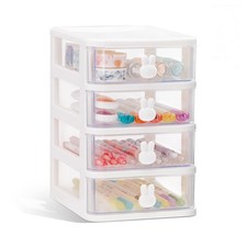 Small Desk Organizer with Drawer, Stackable Makeup Organizer White, Mini Plas...
