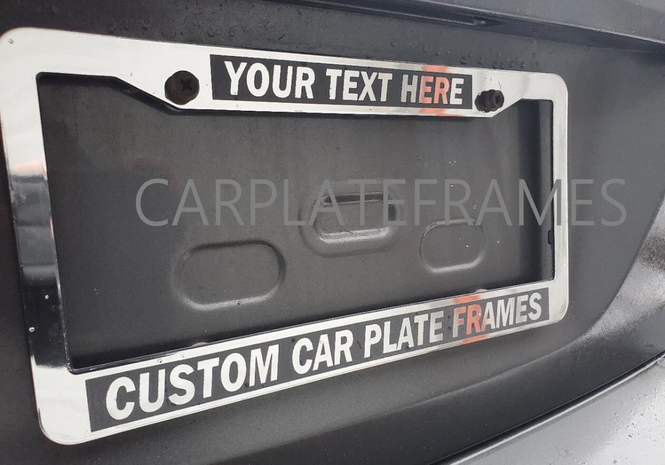 Marco de matrícula de plástico cromado grabado acabado espejo personalizado personalizado Foto 2 de 3