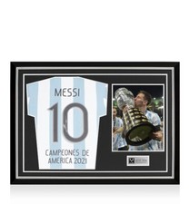 Lionel Messi Official Back Signed Retro Argentina Campeones de America 2021 