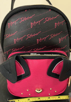 Betsey Johnson Kitsch Puppy Face Backpack Pink & Black | eBay display picture 1