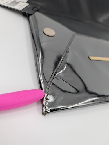 BCBGMAXAZRIA Clutch Bag Harlow Gunmetal Mirror Envelope Pouch Vegan Leather Glam - Picture 14 of 21