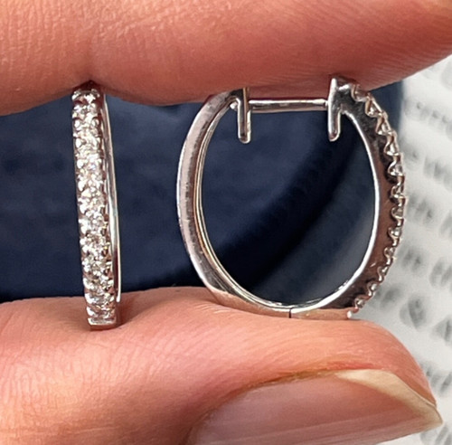 Vintage 18K White Gold Diamond Huggies.