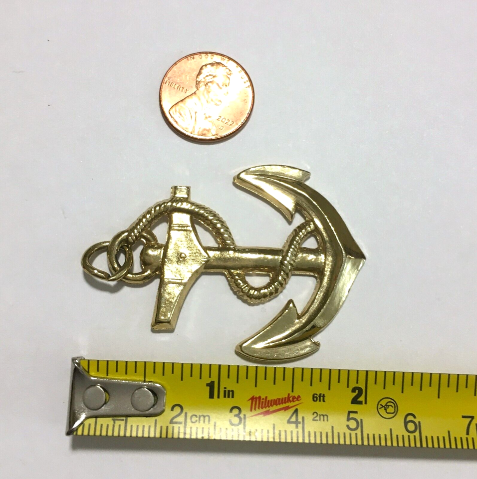 Vintage Costume Jewelry Anchor Pendant Gold Tone Nautical jewelry 2" eBay