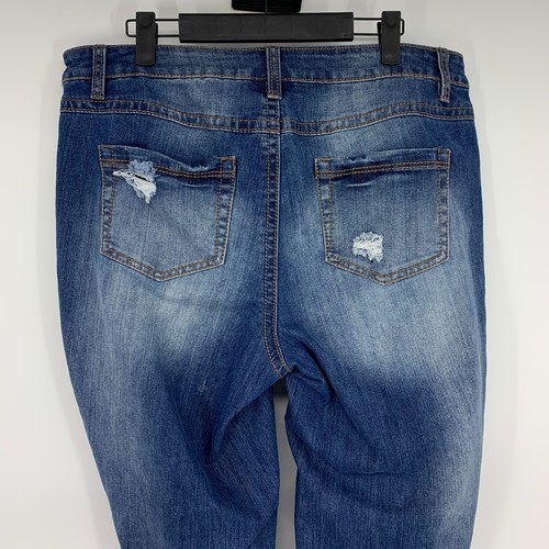Cato Jeans Womens Size 16W Skinny Blue Patchwork Distressed Denim Cotton Blend - Picture 7 of 10
