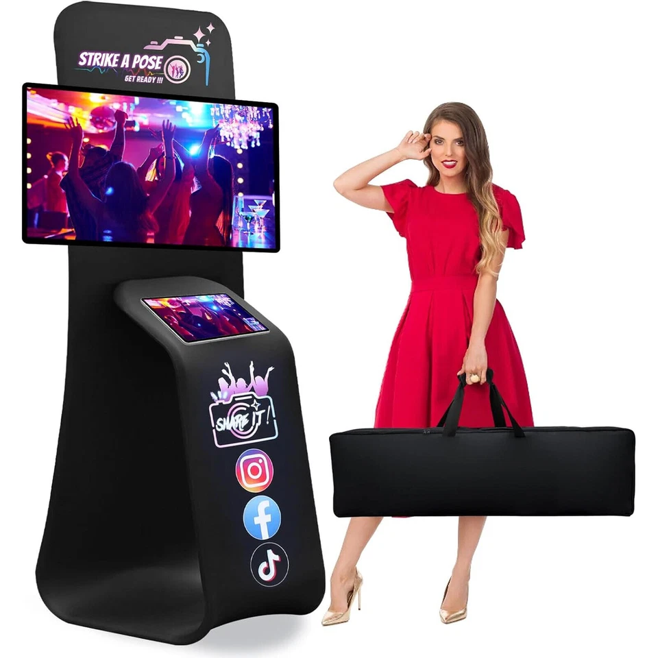 Cámara interactiva para grabar y compartir bodas fiestas cabina de fotos soporte de piso de TV Foto 3 de 4