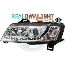 FARI FANALI ANTERIORI DRL REAL DAYLIGHT LED CROMO TUNING FIAT STILO 3 porte 2001