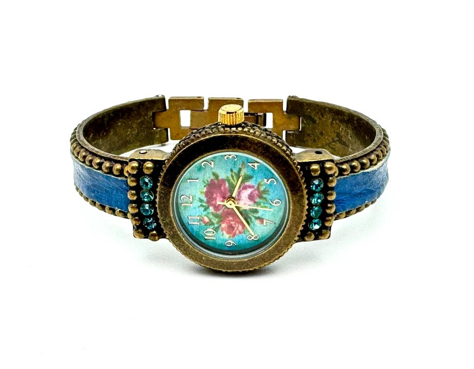 Reloj de Michal Negrin correa de metal con cristales azules #1221# Foto 3 de 4