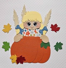 Pumpkin Girl Blonde Hair. Scrapbook, Card Making Paper Piecing