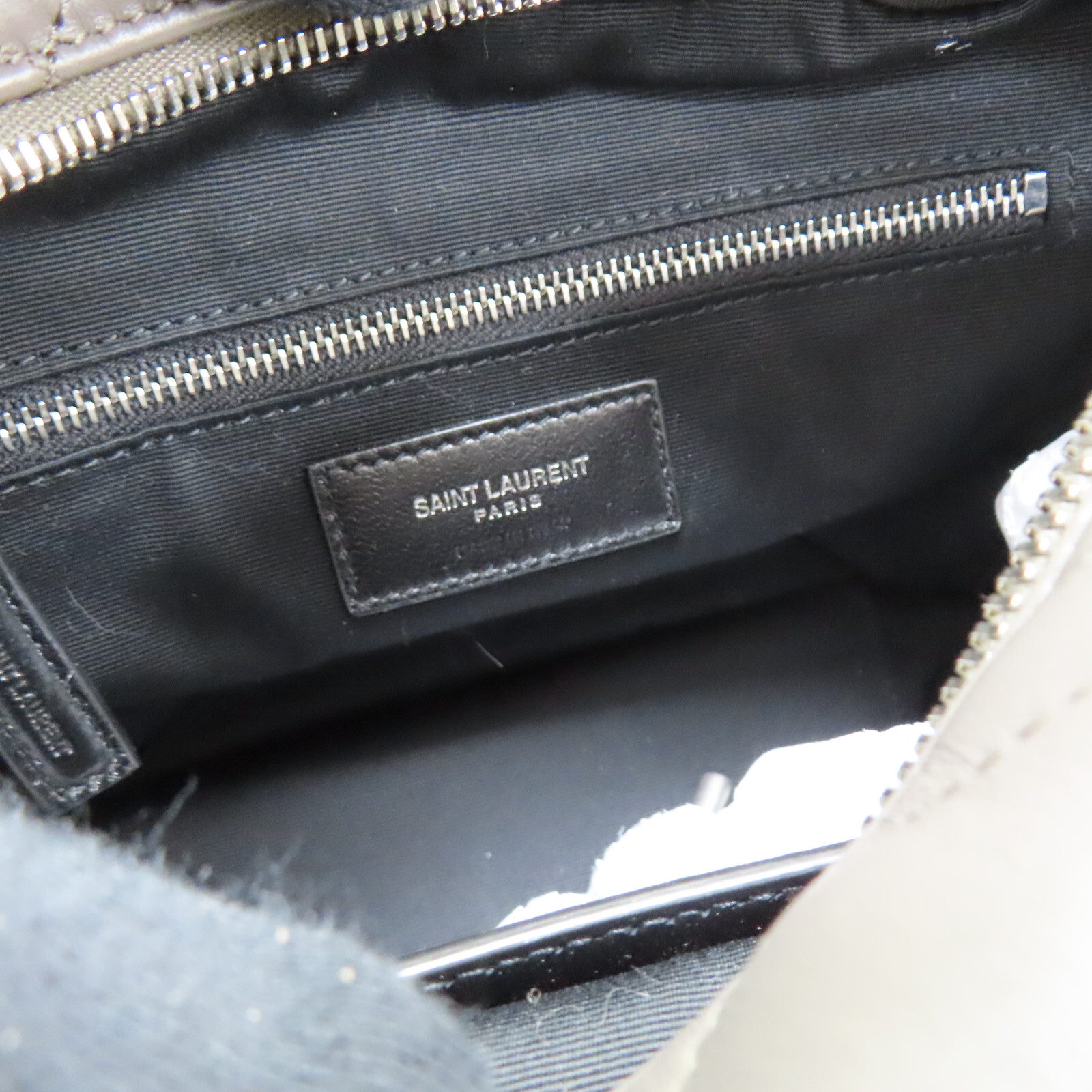 Borsa a tracolla SAINT LAURENT Loulou pelle di vitello grigio 574102