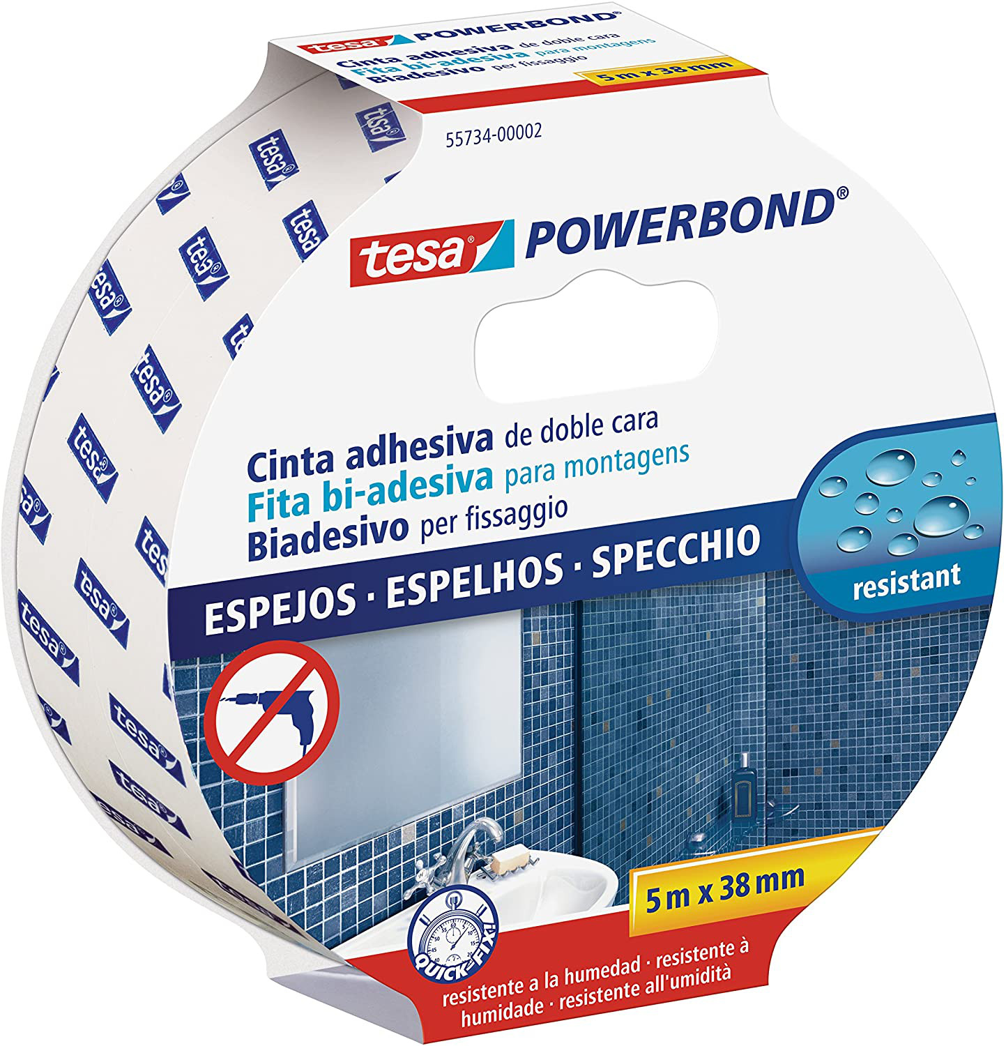 Зеркальная накладка Tesa Powerbond Mirror Doppelseitiges Монтажная лента Spiegelkleband 5 м x 38 мм 3890₽