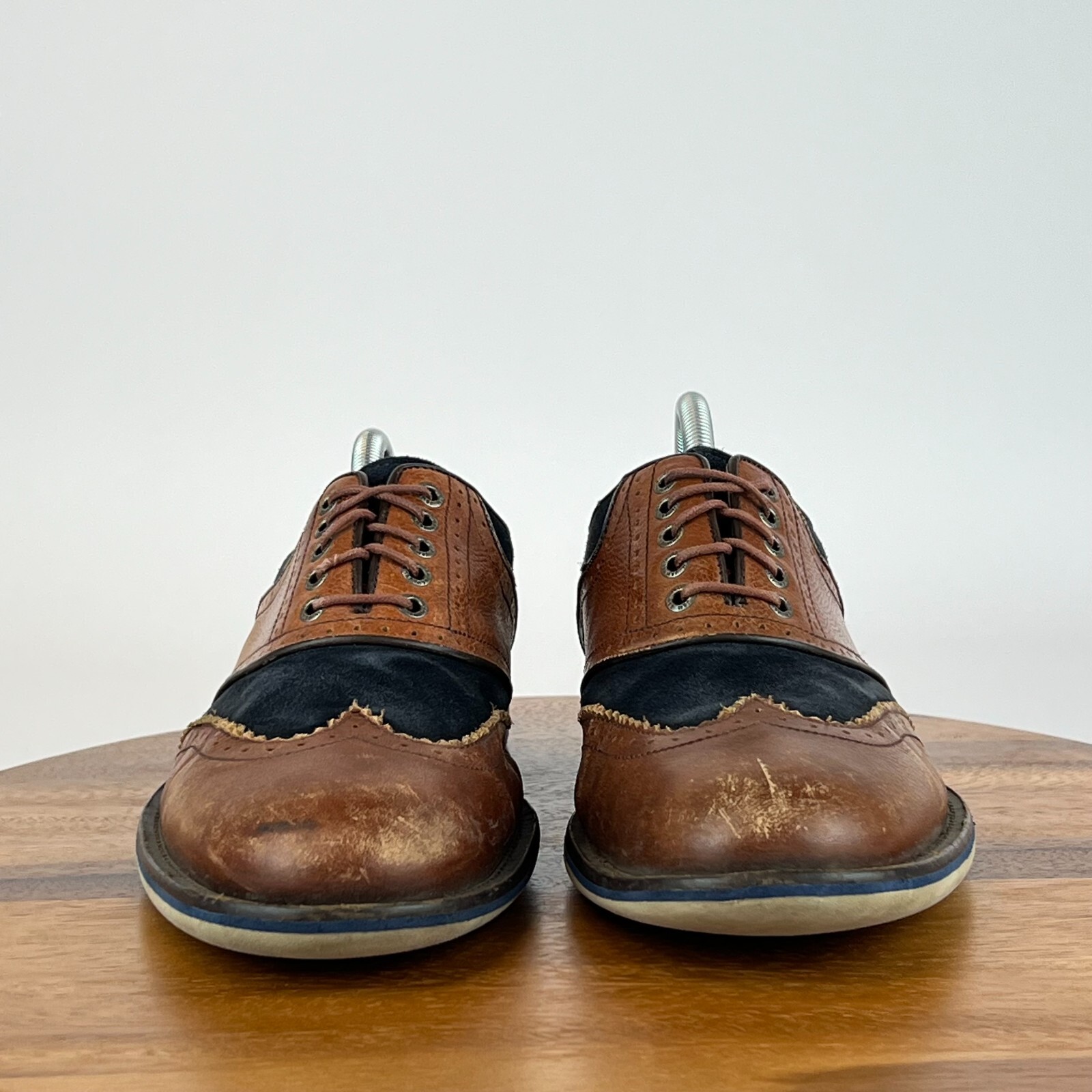 SAOLA Scarpe derby eleganti da uomo Johnston & Murphy a coda di rondine brogue marrone blu taglia 9 5 M