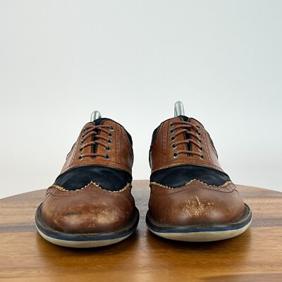 Mens Johnston & Murphy Wingtip Brogue Brown Blue Dress Derby  display picture 3